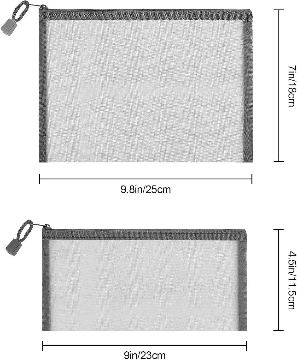 12 Pieces Zipper Nylon Mesh Pouch, Mesh Cosmetic Bags Makeup Bags Pencil Case, Multipurpose Travel Bags for Cosmetic School Office Supplies and Travel Accessories (Grey, A5) (WB06)