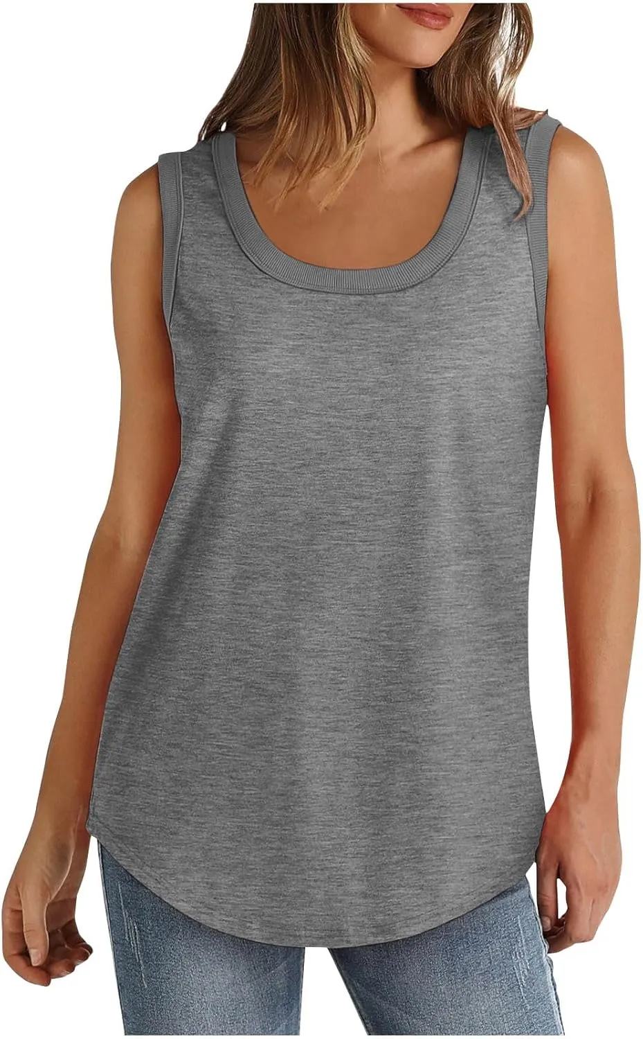 2 Pack Tank Tops for Women Summer Casual Sleveeless T Shirt Cozy Loose Crewneck Tanks 2025 Trendy Flowy Blouses