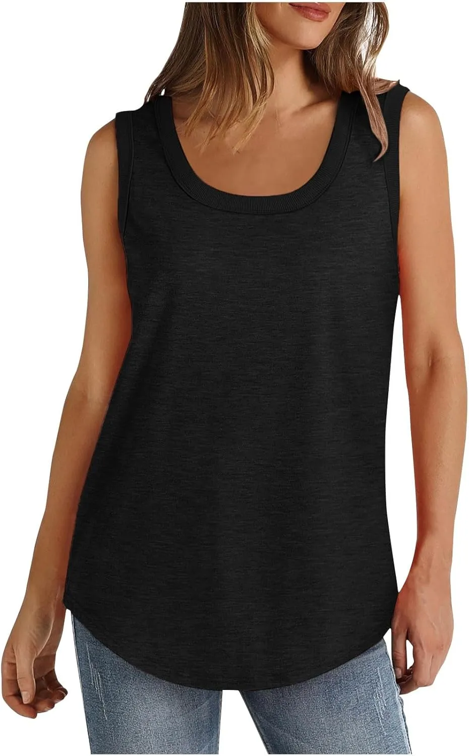 2 Pack Tank Tops for Women Summer Casual Sleveeless T Shirt Cozy Loose Crewneck Tanks 2025 Trendy Flowy Blouses