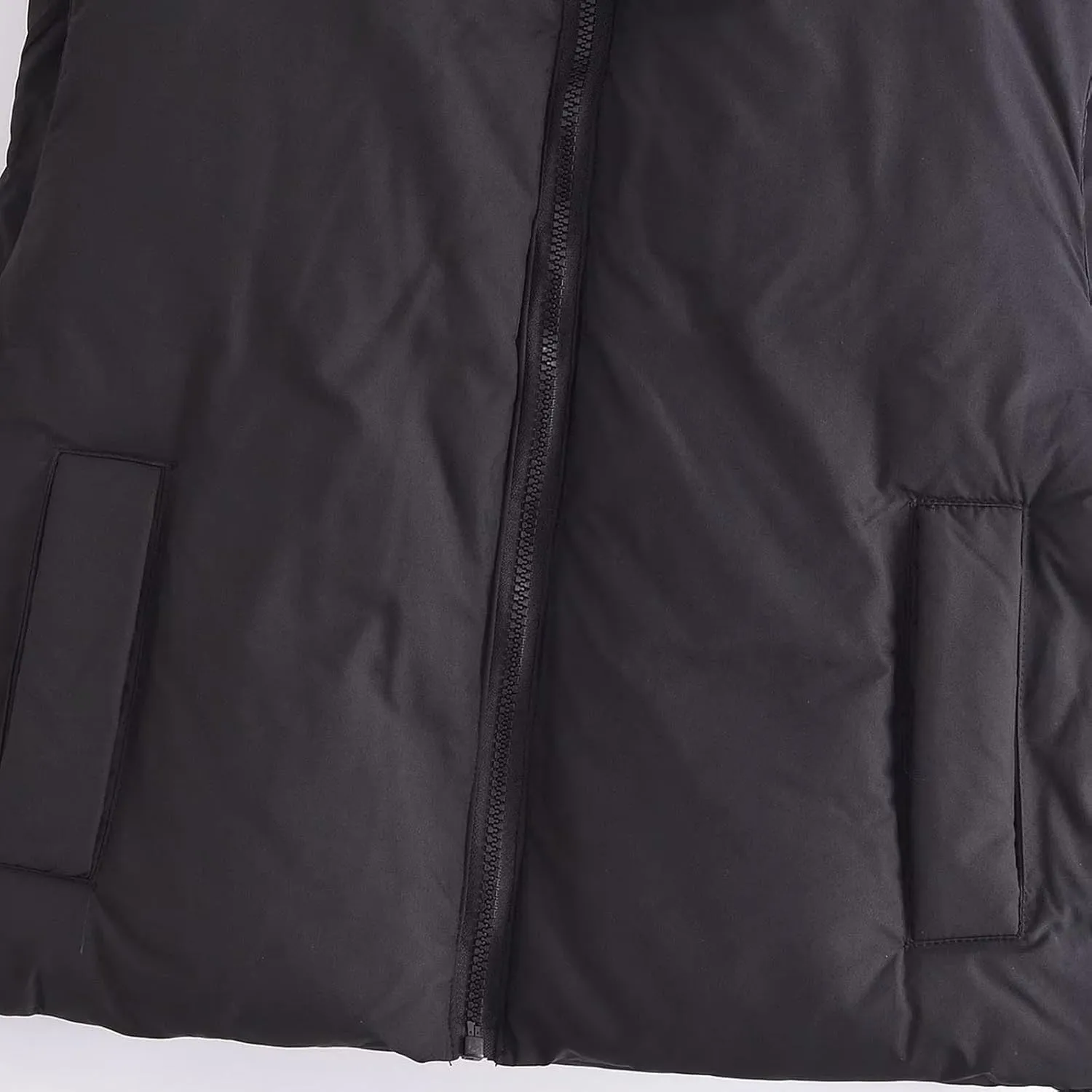 2025 Winter Trendy Puffer Vest for Women Sleeveless Warm Solid Color Pocket Coat Zipper Casual Down Jacket