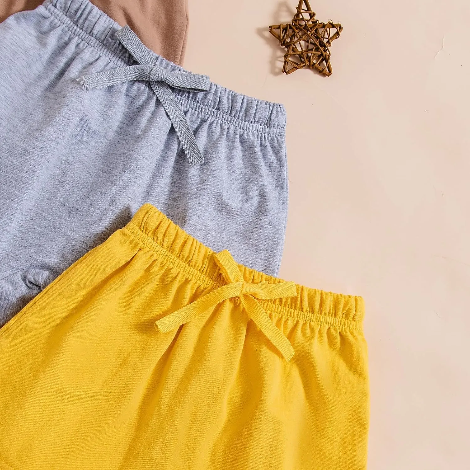 3 Pack Baby Boy Shorts Solid Cotton Short with Drawstring Casual Summer Bottoms Pants