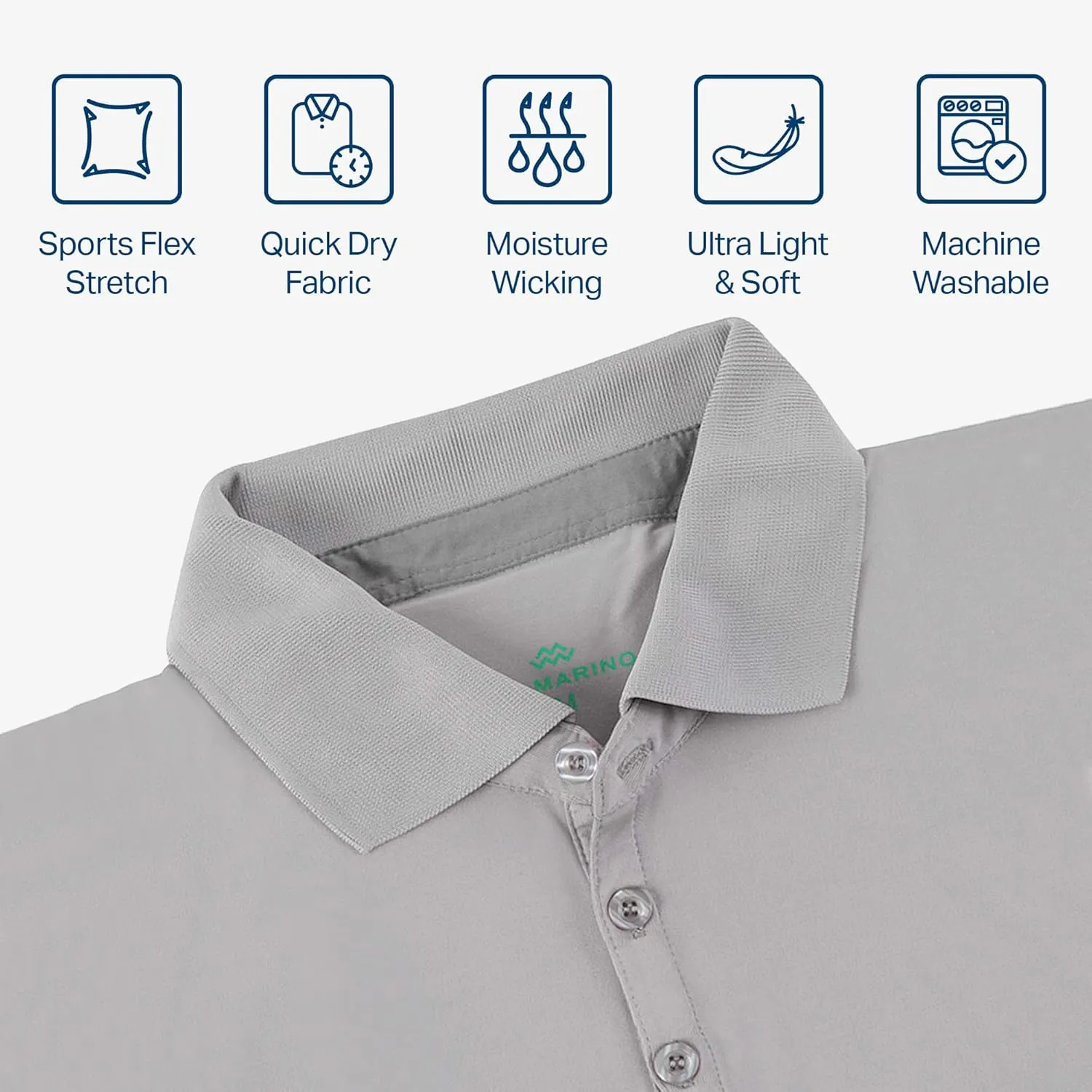 [3 Pack] Mio Marino Golf Polo Shirts for Men - Dry Fit - Ultra-Light Fabric
