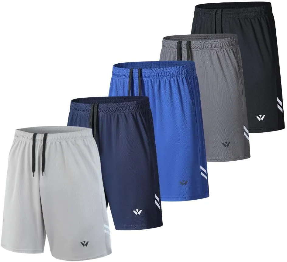 3/5 Pack Athletic Gym Mens Shorts Quick Dry Basketball Shorts with Pockets for Workout Running Casual Activewear
