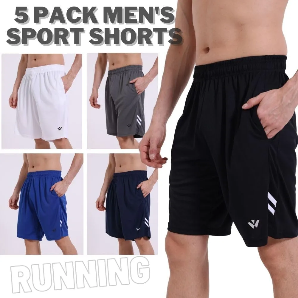 3/5 Pack Athletic Gym Mens Shorts Quick Dry Basketball Shorts with Pockets for Workout Running Casual Activewear
