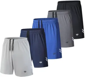 3/5 Pack Athletic Gym Mens Shorts Quick Dry Basketball Shorts with Pockets for Workout Running Casual Activewear