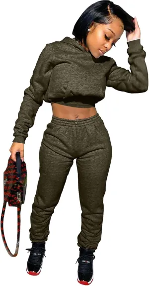 Akmipoem Jogging Suits for Women 2 Piece Sweatsuits Tracksuits Outfits Casual Long Sleeve Crop Hoodie Jogger Pants Sets