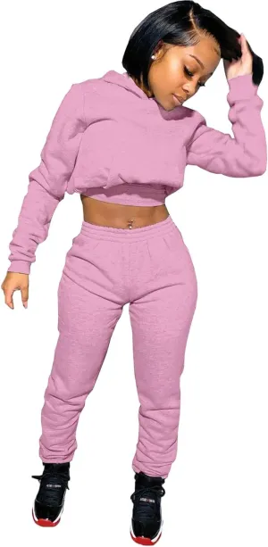 Akmipoem Jogging Suits for Women 2 Piece Sweatsuits Tracksuits Outfits Casual Long Sleeve Crop Hoodie Jogger Pants Sets