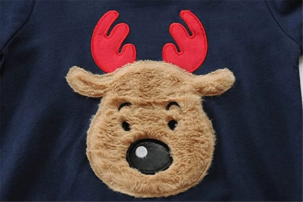 Akyzic Baby Boys Girls Sweatshirts Christmas Reindeer Fleece Crewneck Pullover Xmas Winter Warm Sweaters Tops 2t-6t