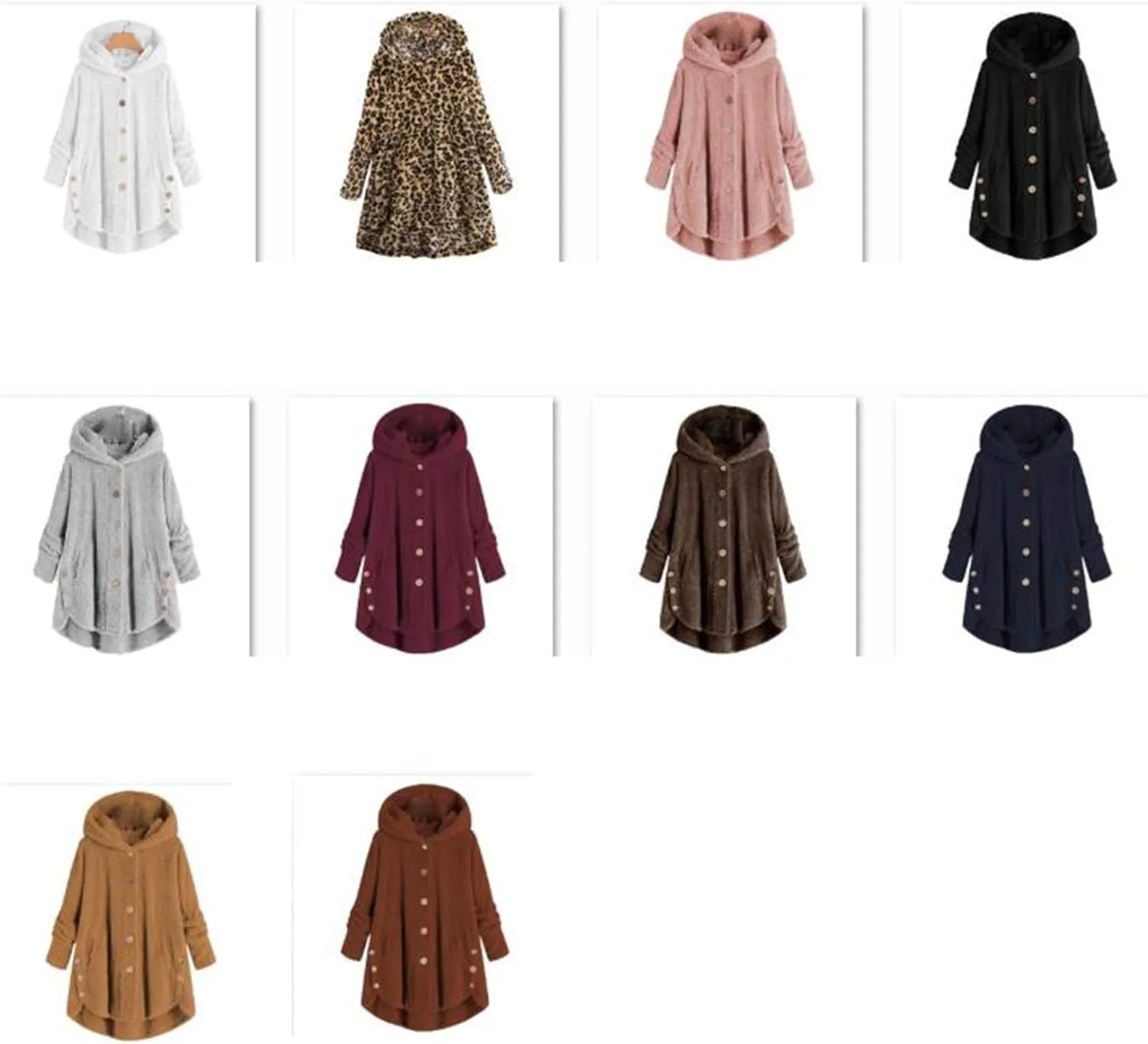 Andongnywell Women's Long Sleeve Hooded Faux Shearling Shaggy Oversized Coat Jacket With Pockets Warm Winter (Brown,4X-Large)