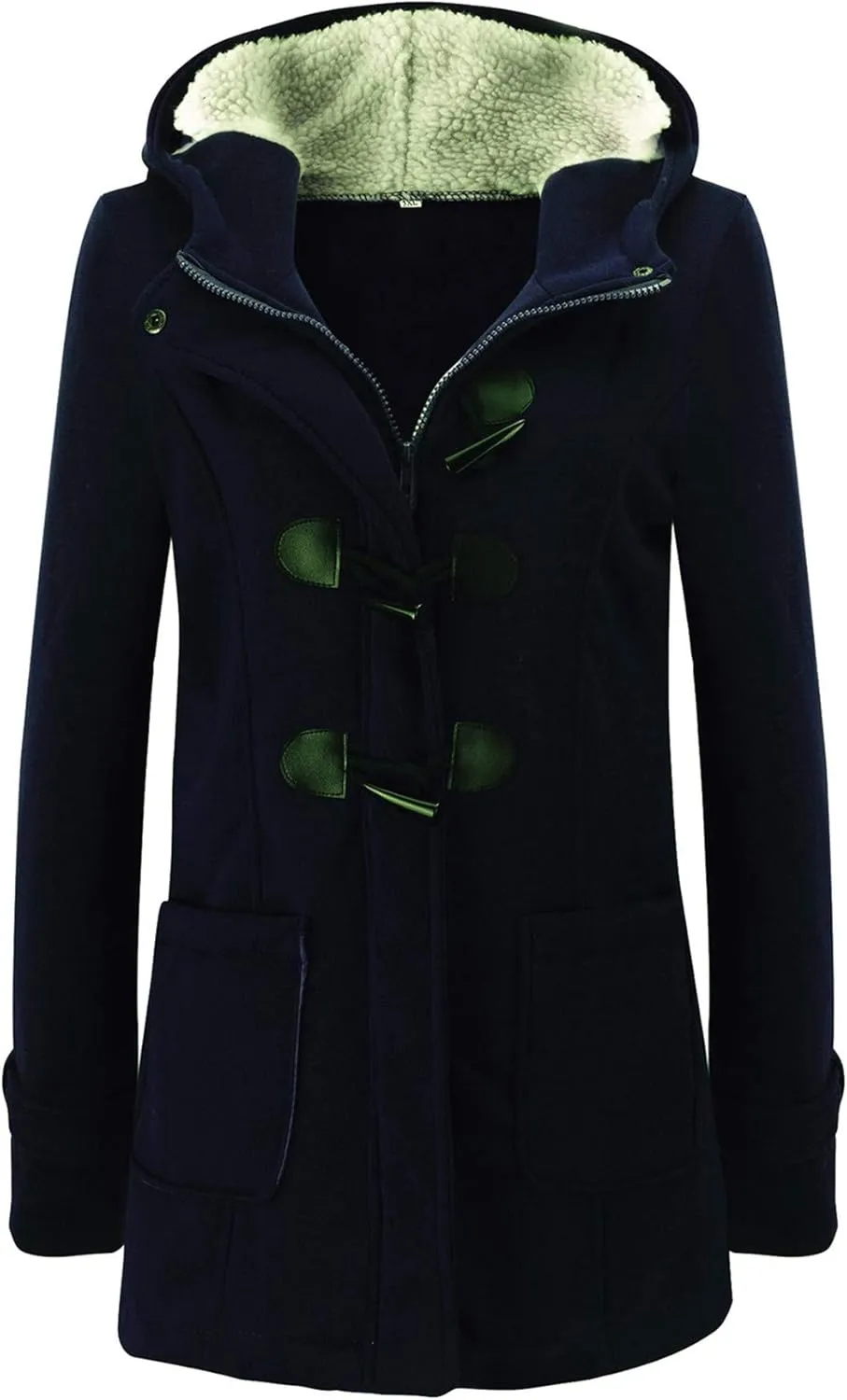 Andongnywell Women's Winter Fashion Outdoor Warm Wool Blended Classic Coat Jacket Horn Button Coat Outwear