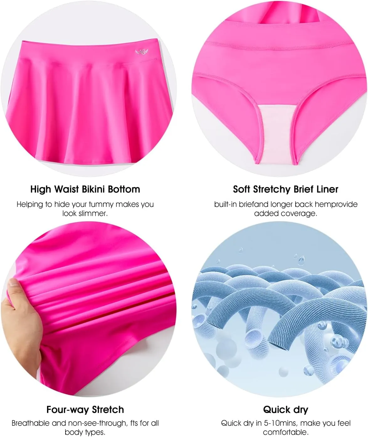 Angel season Swim Shorts Women High Waisted Bikini Bottom Tummy Control Bathing Suits Swimsuit Board Shorts with Liner