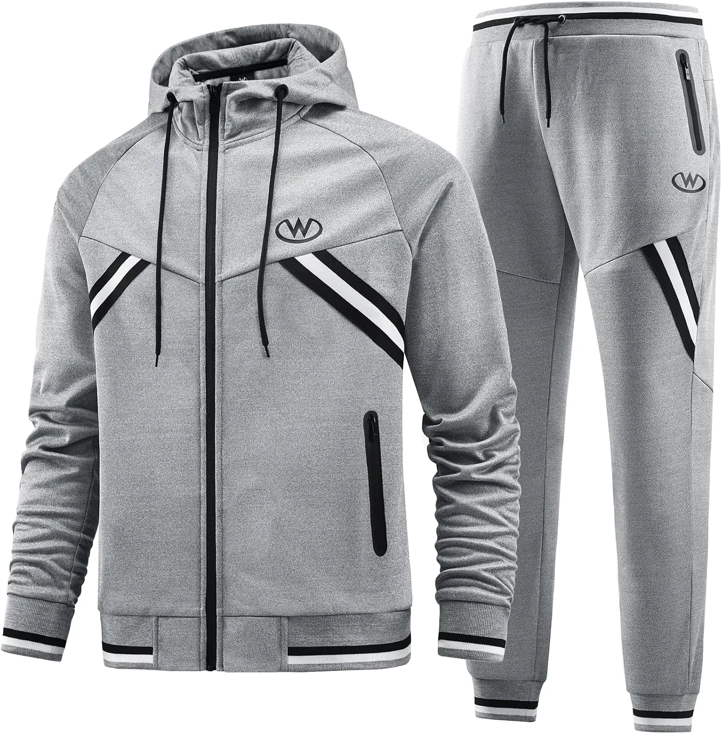 ANOTWENER Mens Tracksuit 2 Piece Hoodie Long Sleeve Full Zip Activewear Jogging Casual Sweatsuit Running Sets for Men