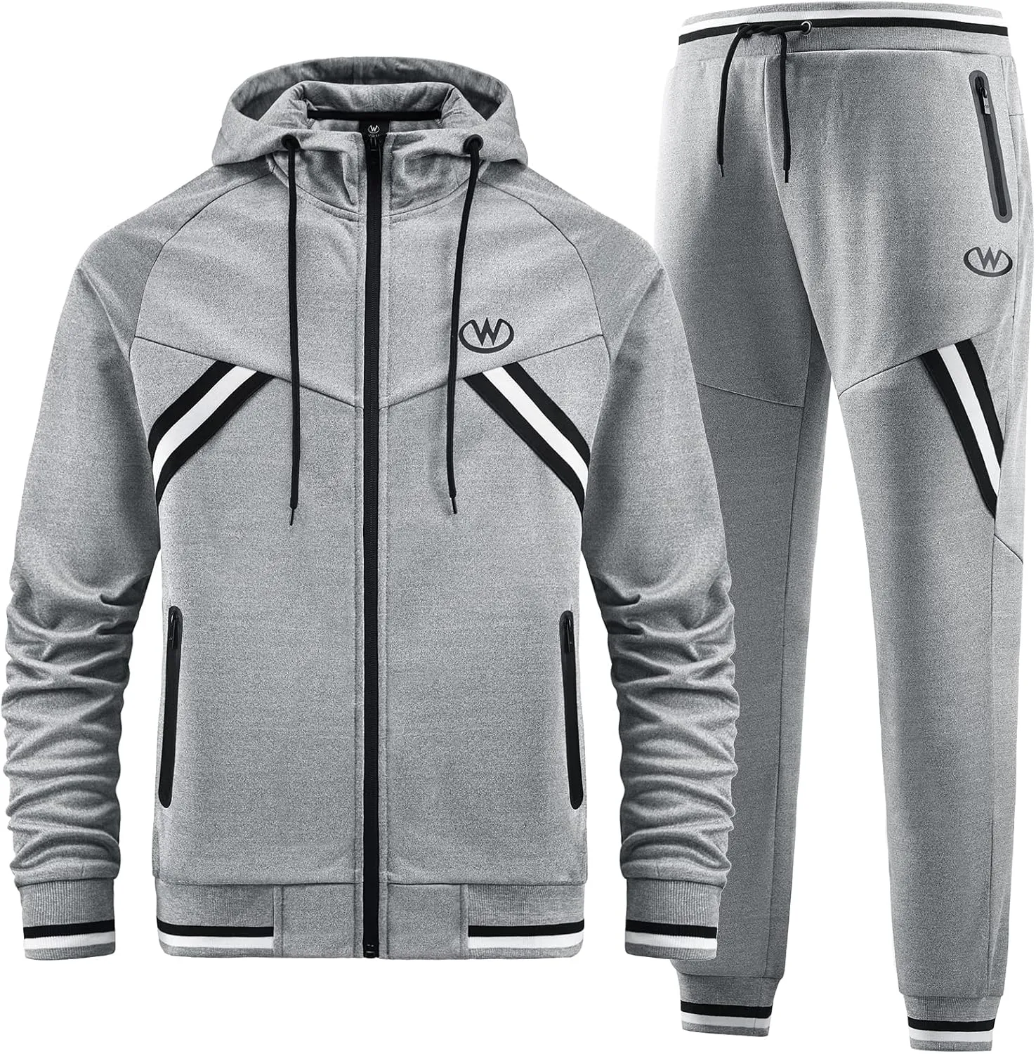 ANOTWENER Mens Tracksuit 2 Piece Hoodie Long Sleeve Full Zip Activewear Jogging Casual Sweatsuit Running Sets for Men