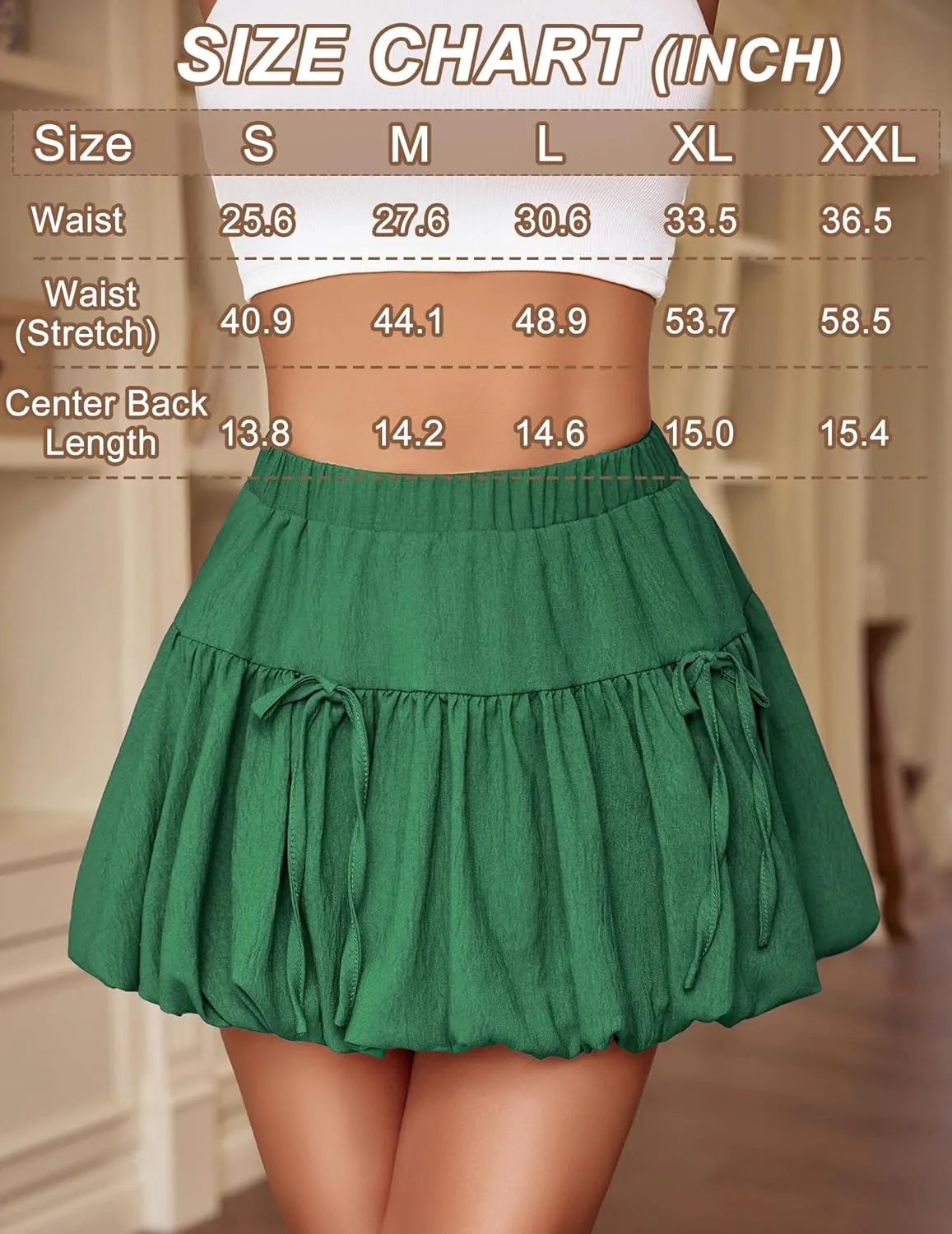 Avidlove Mini Skirt for Women Sexy Bubble Puffy Hem Y2K Elastic Waist A Line Basic Casual Skirts S-XXL