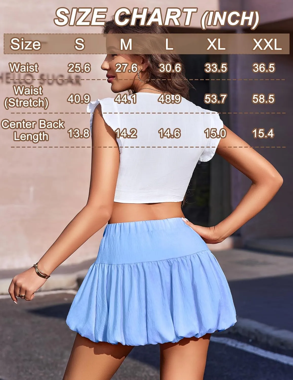 Avidlove Mini Skirt for Women Sexy Bubble Puffy Hem Y2K Elastic Waist A Line Basic Casual Skirts S-XXL