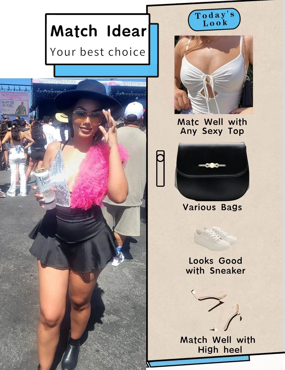 Avidlove Mini Skirt for Women Sexy Solid Ruffle Trim Lingerie Skirt Short High Waist Two Layer Hem Skirt