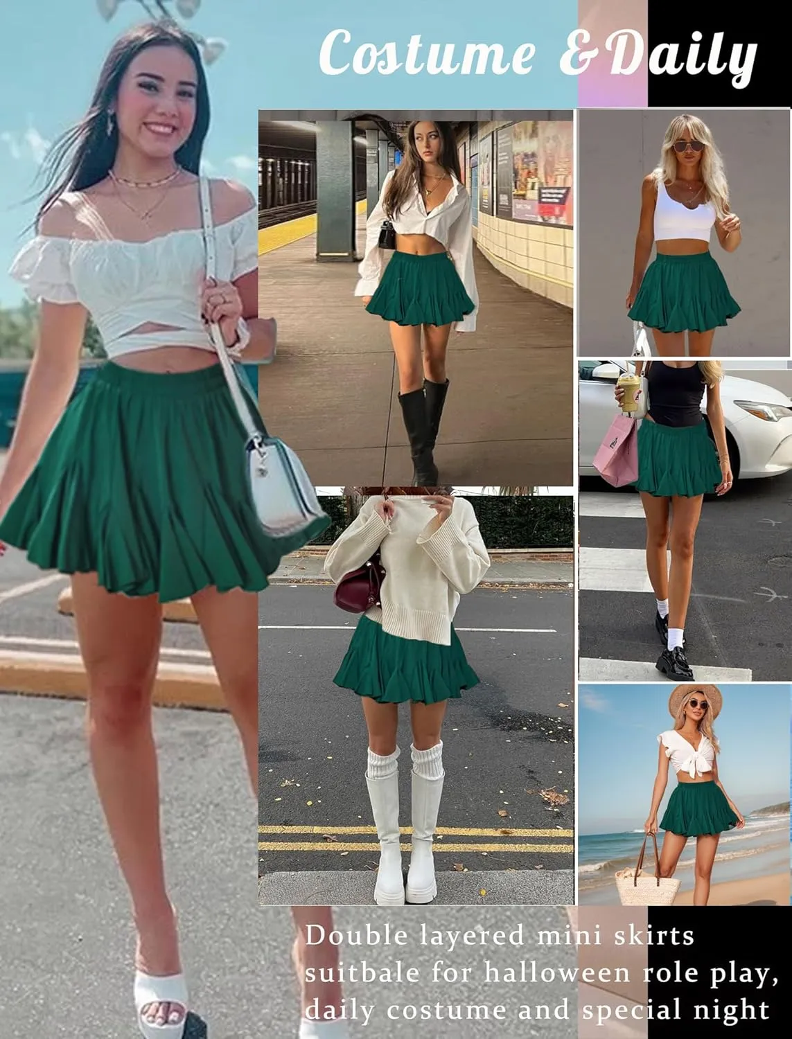 Avidlove Skirts for Women Pleated Skirts for Women Trendy High Waist Sexy Skater Mini Skirt(Blue,XXL)