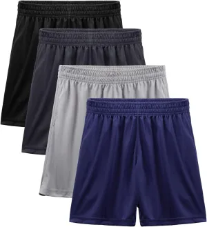 BEARAE Boys Athletic Shorts, Quick Dry Youth Basketball Shorts with Pockets Elastic Waistband, Sport Cargo Short Activewear