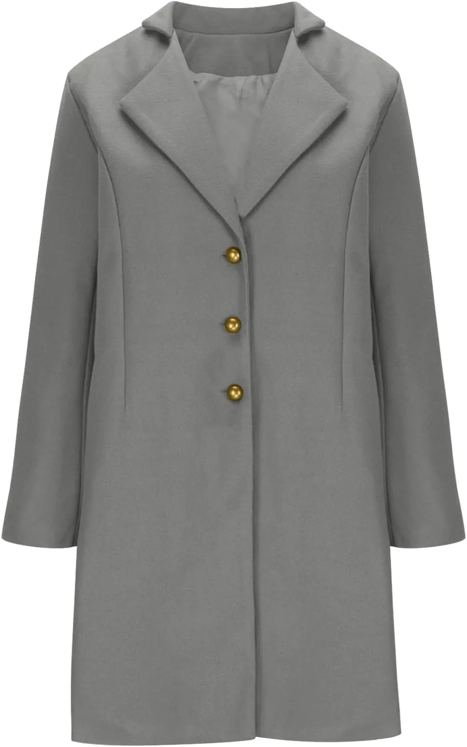Borniu Womens Fall Winter Wool Blend Coats Single Breasted Midi Peacoat Trench Coats Notch Lapel Open Front Blazer Jacket