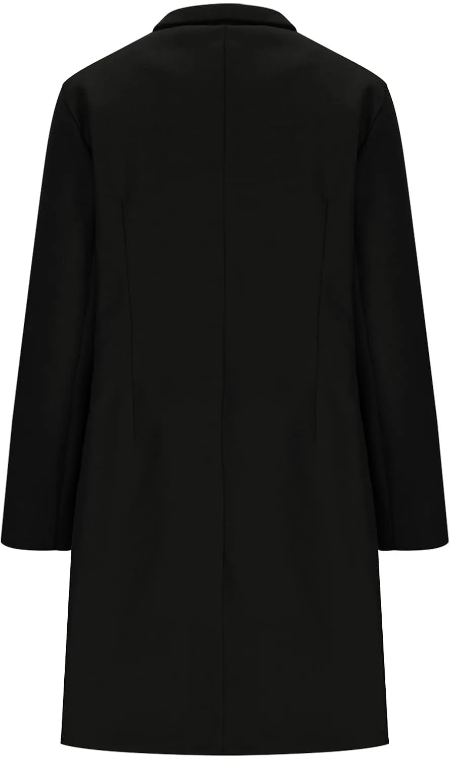 Borniu Womens Fall Winter Wool Blend Coats Single Breasted Midi Peacoat Trench Coats Notch Lapel Open Front Blazer Jacket