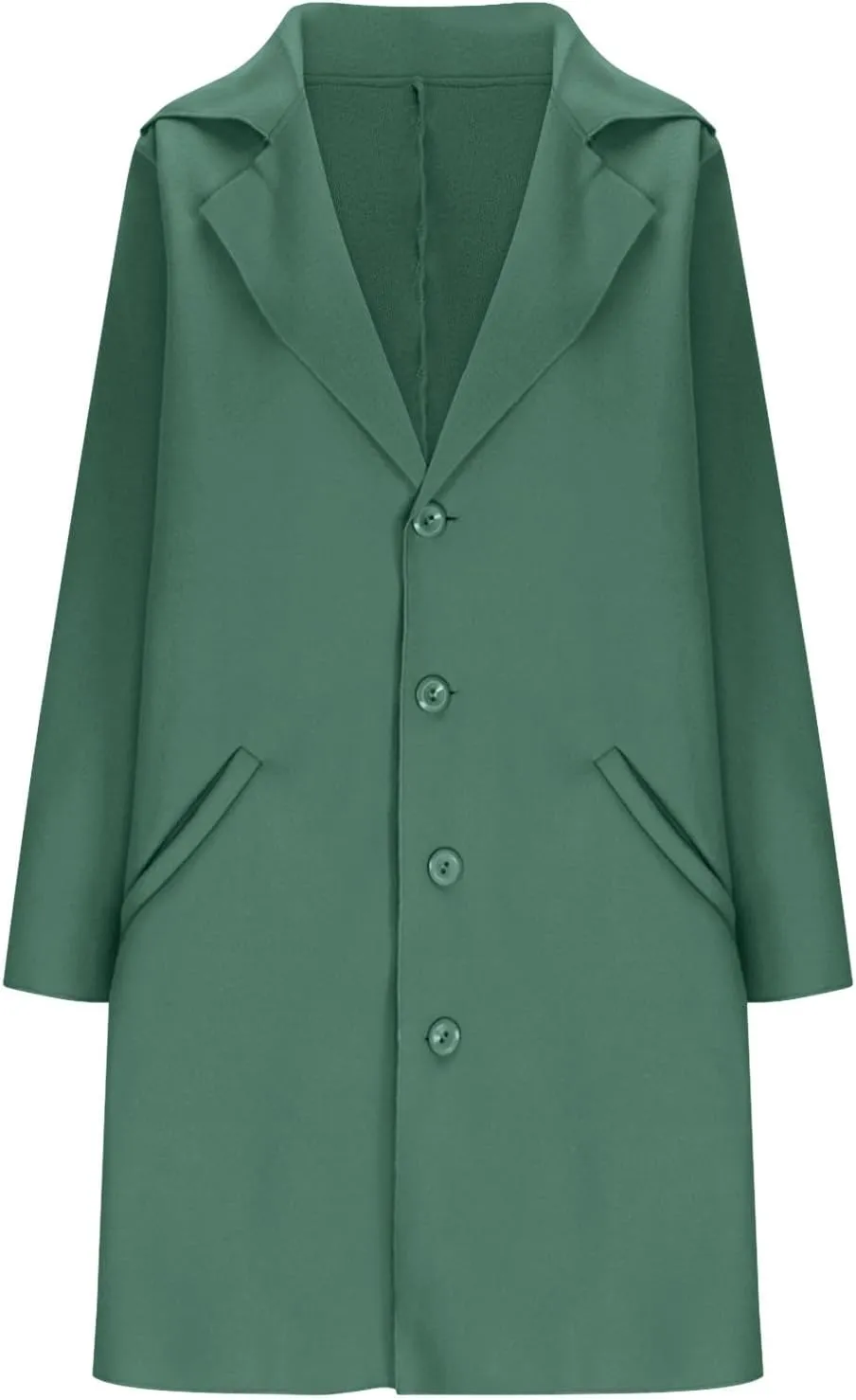 Borniu Womens Long Wool Blend Pea Coat Single Breasted Trench Coat Notch Lapel Open Front Cardigan Jacket Fall Winter Clothes