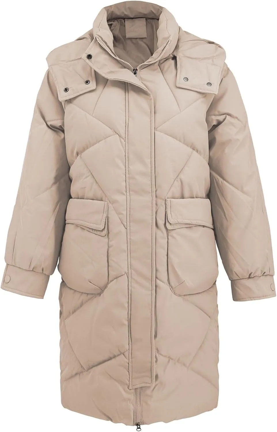 Borniu Women's Winter Long Puffer Coats Hooded Zip Up Casual Thickened Down Jackets Warm Quilted Jacket with Pockets