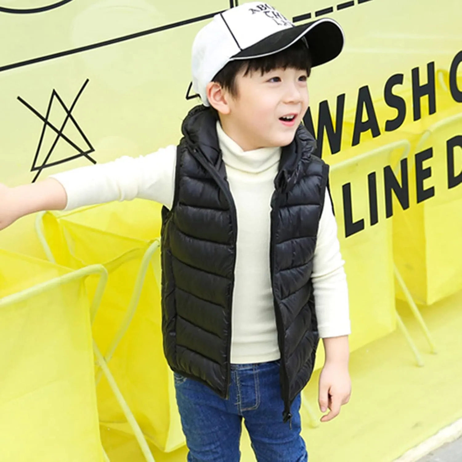 Boys Girls Puffer Down Vest Toddler Kids Hooded Zip Sleeveless Jacket Winter Coat Baby Boy Girl Winter Coat