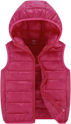 Boys Girls Puffer Down Vest Toddler Kids Hooded Zip Sleeveless Jacket Winter Coat Baby Boy Girl Winter Coat
