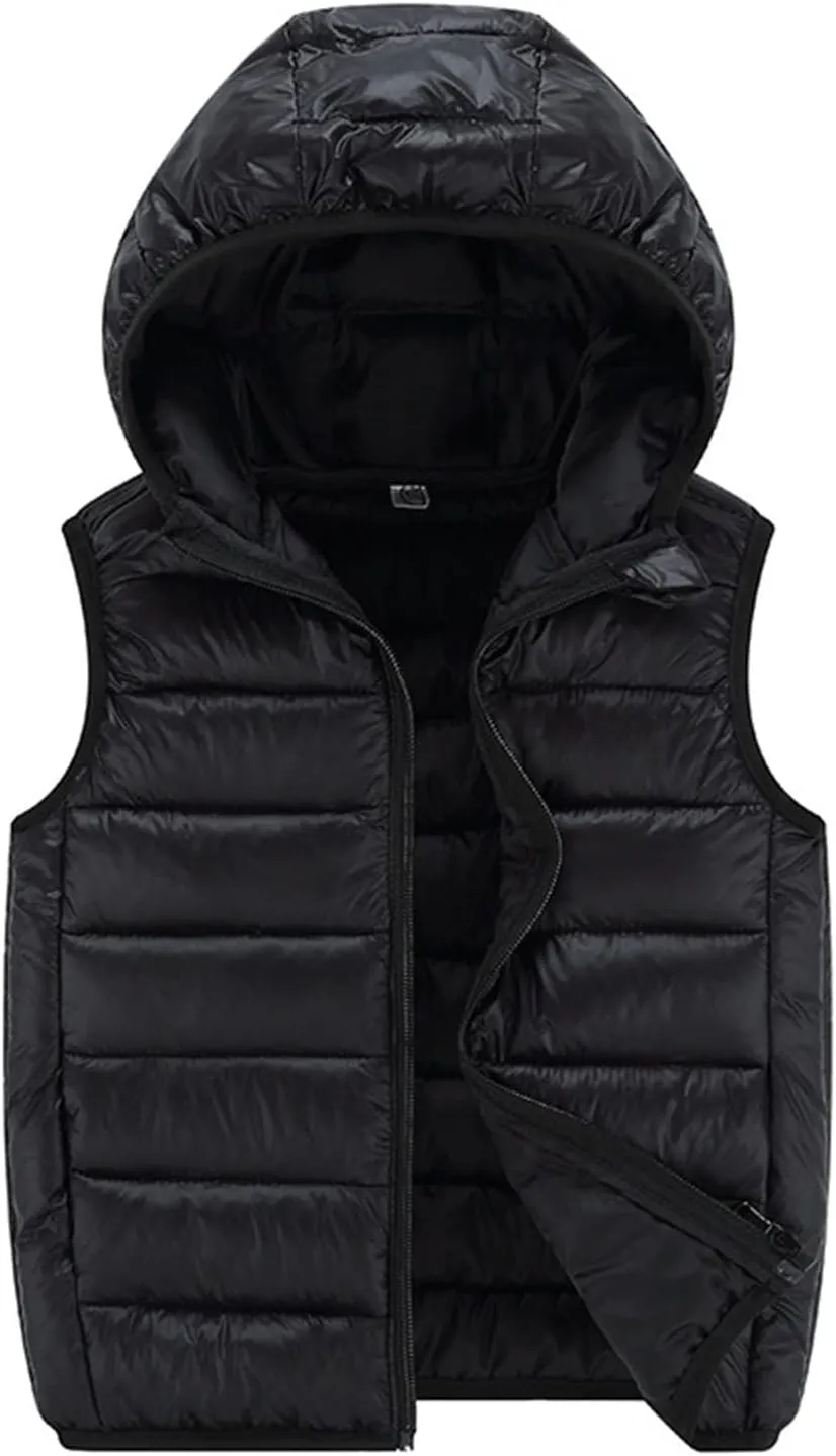 Boys Girls Puffer Down Vest Toddler Kids Hooded Zip Sleeveless Jacket Winter Coat Baby Boy Girl Winter Coat
