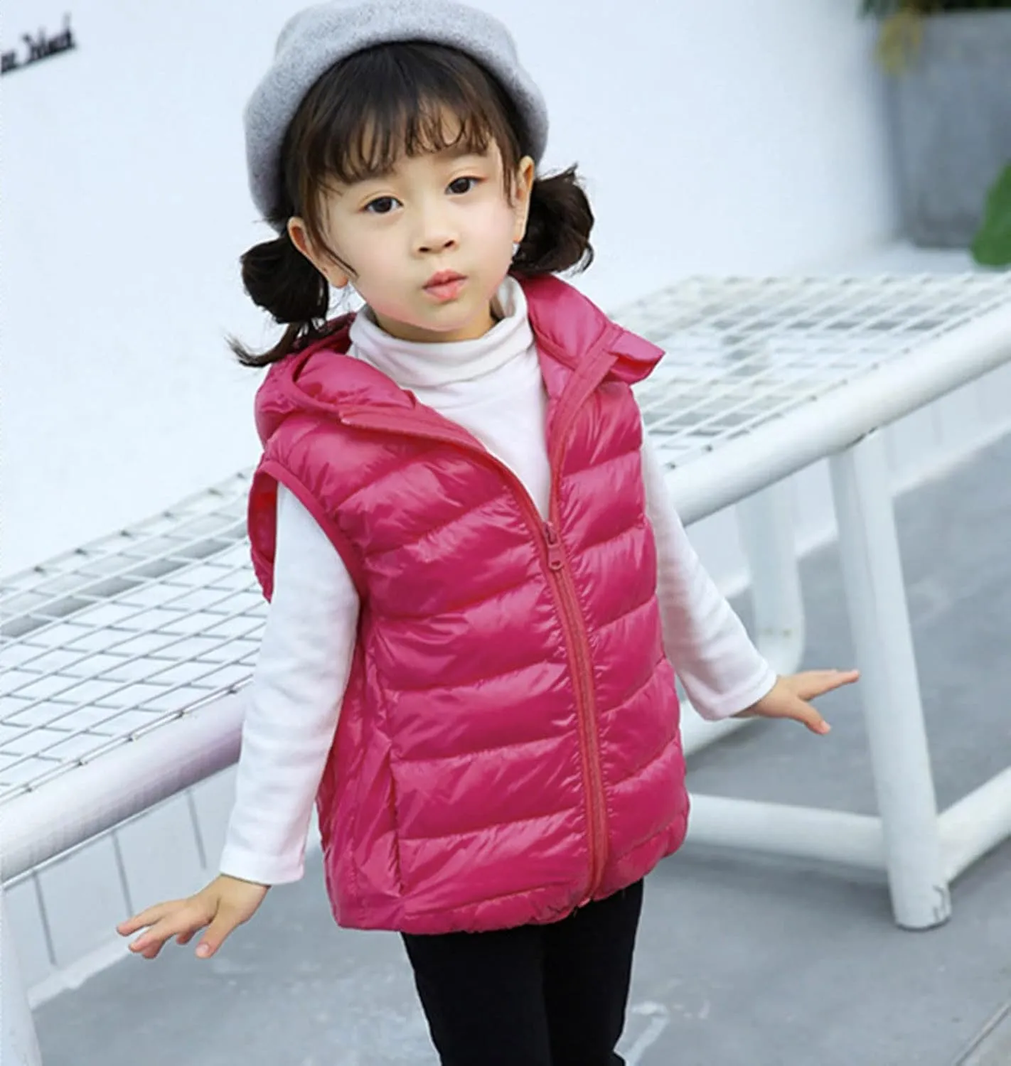 Boys Girls Puffer Down Vest Toddler Kids Hooded Zip Sleeveless Jacket Winter Coat Baby Boy Girl Winter Coat