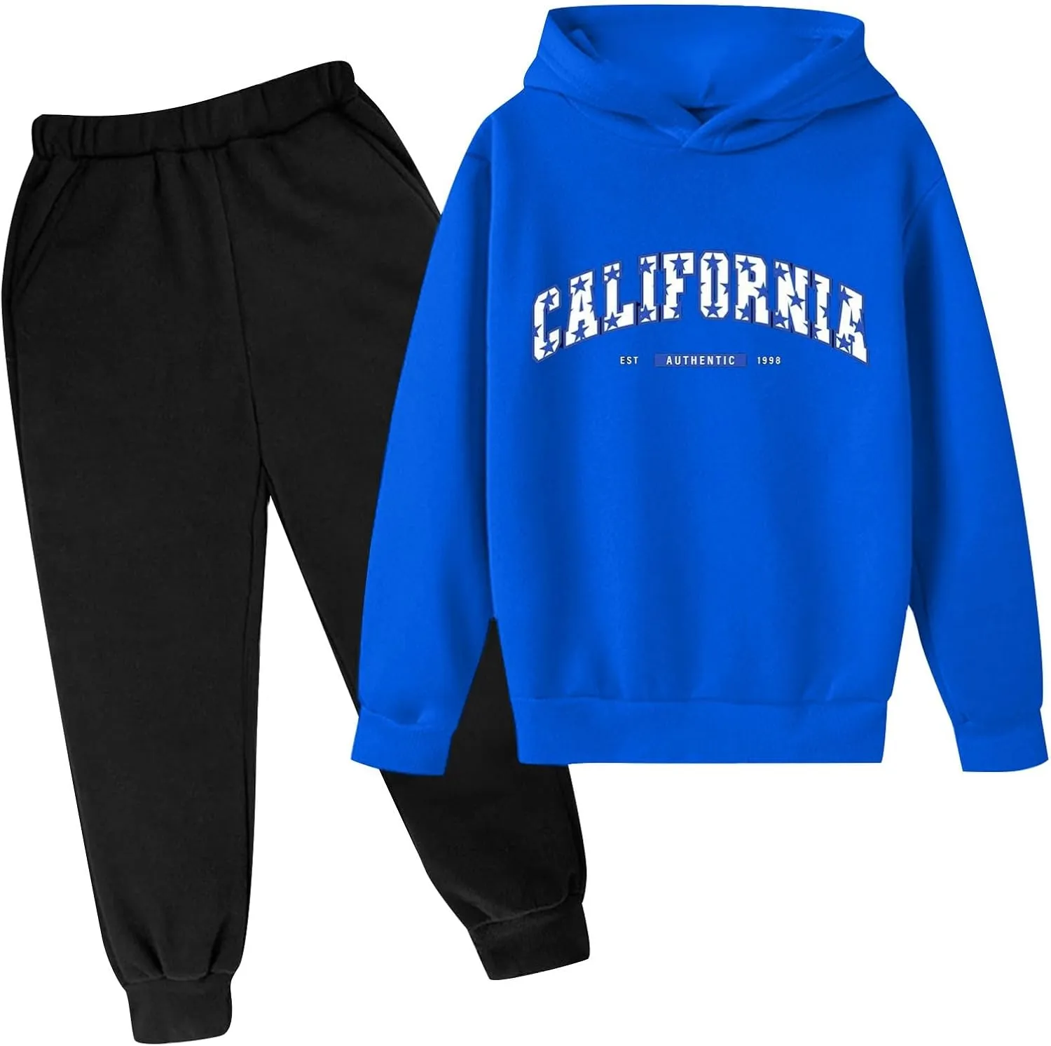 Boys' Jogger Set 2Pcs Outfits Letter Sweatsuit Long Sleeve Pullover Hoodie Sweatshirt and Cargo Sweatpants with Pocket