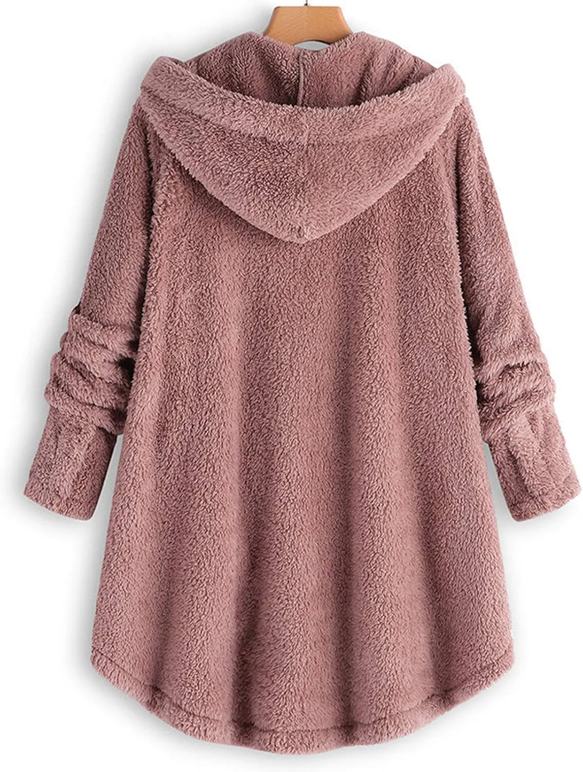 Button Down Cloak Jackets for Women Long Sleeve Fall Hoodies Fuzzy Flannel Jacket Coats Side Slit High Low Outerwears
