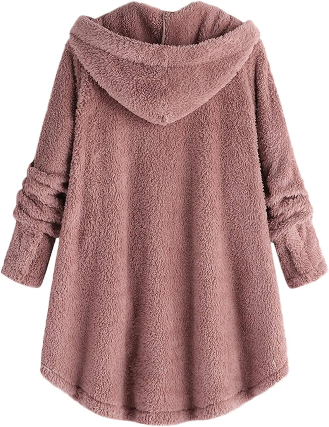 Button Down Cloak Jackets for Women Long Sleeve Fall Hoodies Fuzzy Flannel Jacket Coats Side Slit High Low Outerwears