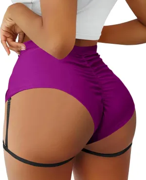 BZB Women's High Waist Yoga Shorts with Garters Booty Dance Cheeky Hot Pants Gym Workout Active Butt Lifting Sports Leggings