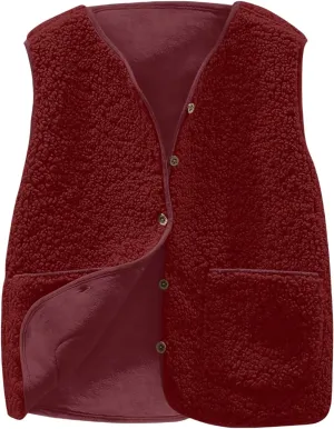 Canbebig Fleece Vest Women Soft Sleeveless Classic Fit Button Down Fuzzy Sherpa Fleece Jacket Cozy Waistcoat Outwear Pockets