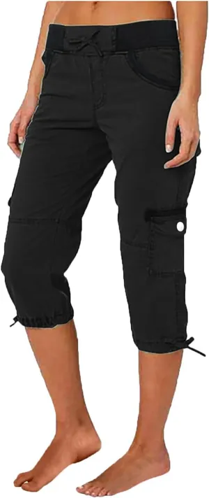Cargo Capri Pants for Women 2025 Fashion Hiking Jogger Cropped Pants Stretch High Waisted Running Workout Activewear