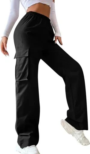 Cargo Pants Women Y2k Baggy Pants Low Waist Parachute Pants Joggers Cargo Sweatpants with Pockets Hippie Pants Y2k Streetwear
