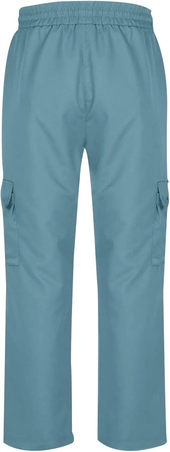Cargo Work Pants for Men Elastic Waist Chino Pants Straight Leg Pants Drawstring Stretch Active Pants with Pockets