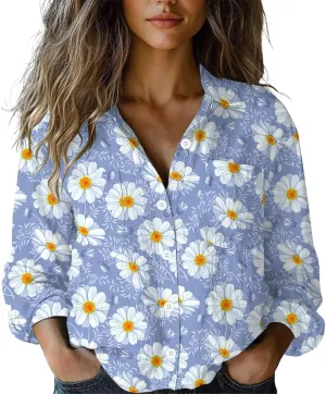 Casual Tops for Women Fashion Down Shirts Casual Tops Long Sleeve Blouse Short Sleeve V Neck Tshirts