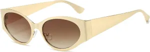Cat Eye Alloy Sunglasses Woman Vintage Oval Gradient Sun Glasses Female Fashion