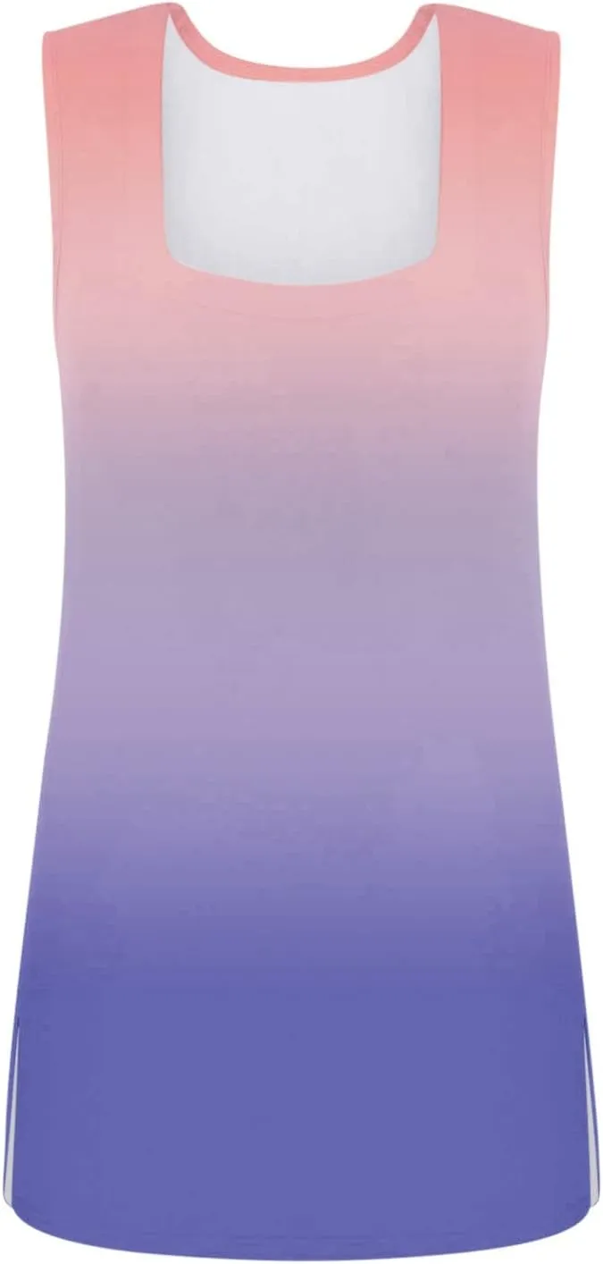 Ceboyel Women Gradient Summer Tops Square Neck Casual Tank Top Sleeveless Flowy Blouse Shirt Beach Vacation Hippie Clothes