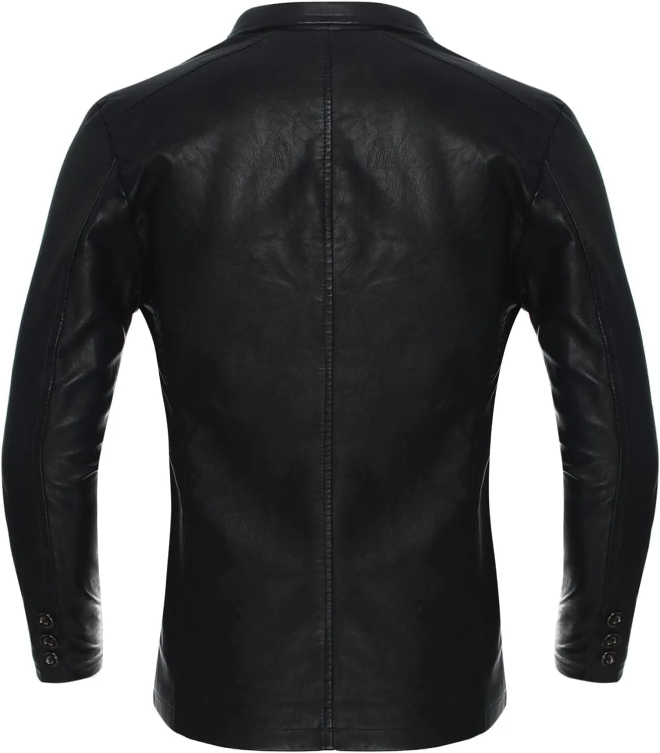CHICTRY Men's Faux Leather Blazer Slim Fit Notched Lapel Formal Sports Coat Moto Biker Jacket