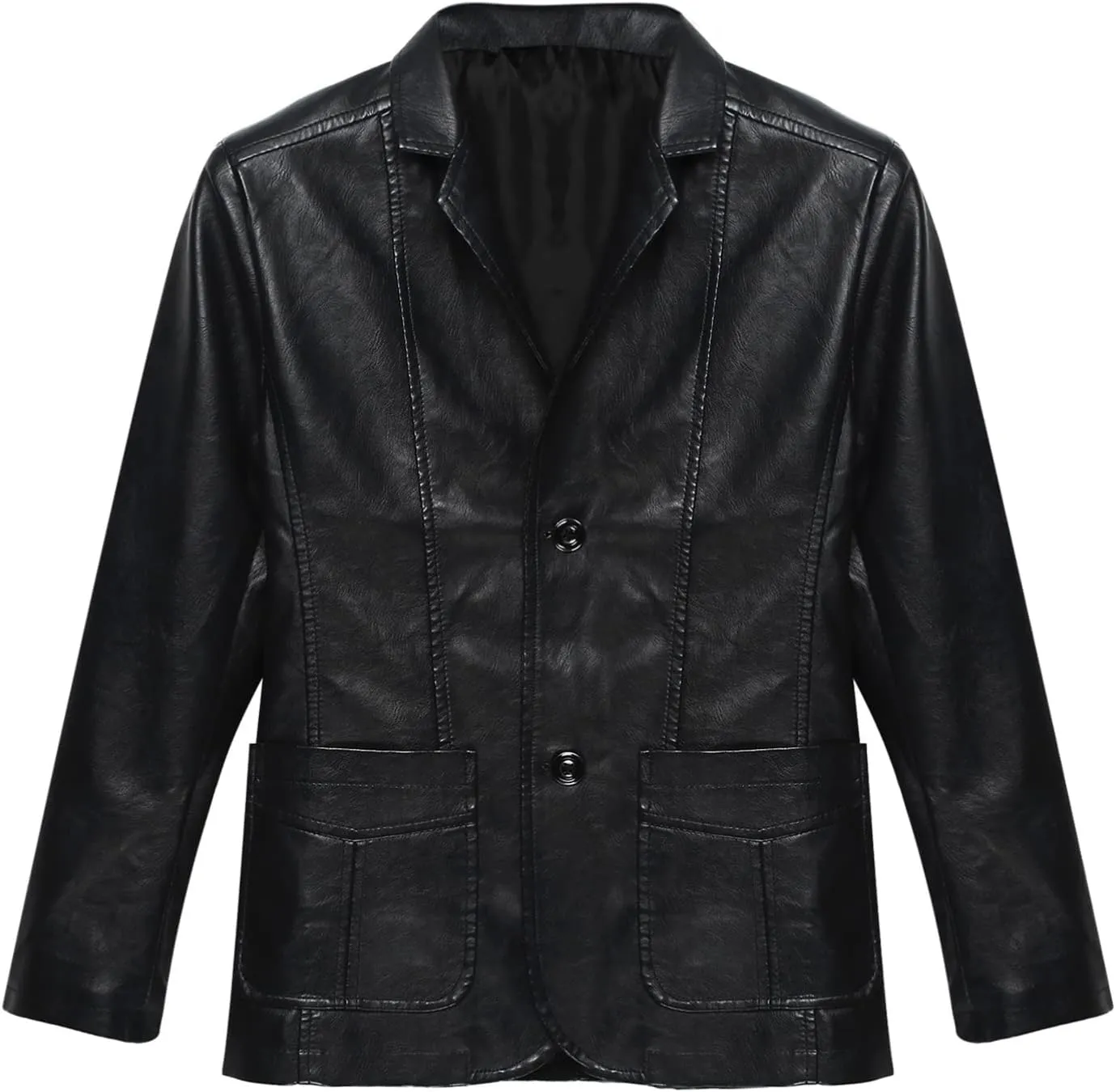 CHICTRY Men's Faux Leather Blazer Slim Fit Notched Lapel Formal Sports Coat Moto Biker Jacket