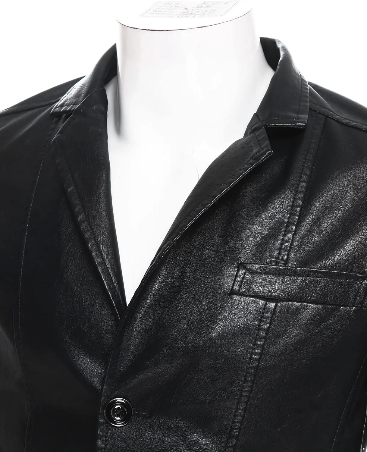 CHICTRY Men's Faux Leather Blazer Slim Fit Notched Lapel Formal Sports Coat Moto Biker Jacket