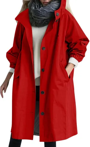 cooki Trench Coat Women Fall Jackets Women's Double Breasted Long Trench Coat Windproof Classic Lapel Slim Overcoat with Belt