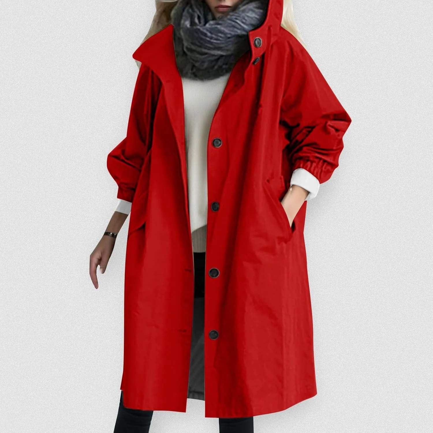 cooki Trench Coat Women Fall Jackets Women's Double Breasted Long Trench Coat Windproof Classic Lapel Slim Overcoat with Belt