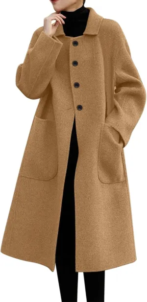cooki Winter Coats for Women 2023 Trendy Wool Coat Long Winter Coats for Women Plus Size Jackets Lightweight Trench Coats