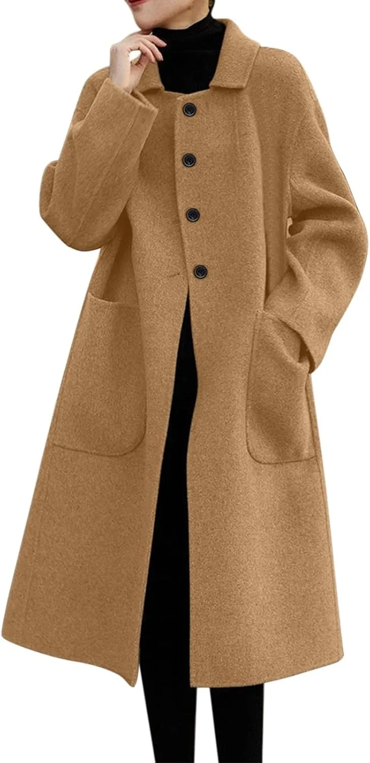 cooki Winter Coats for Women 2023 Trendy Wool Coat Long Winter Coats for Women Plus Size Jackets Lightweight Trench Coats