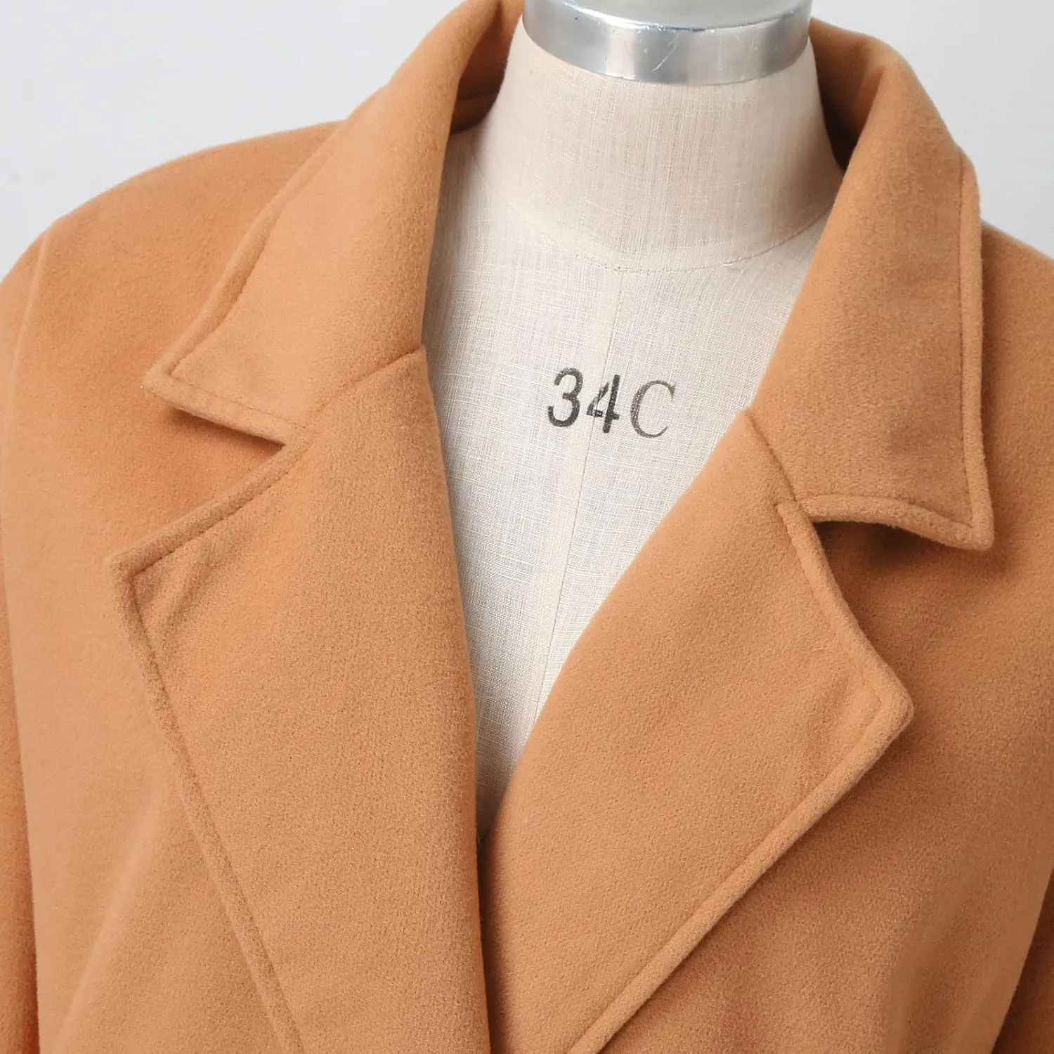 cooki Winter Coats for Women 2024 Trendy Long Trench Coat Lapel Wool Blend Pea Coats Warm Sherpa Jacket with Pockets
