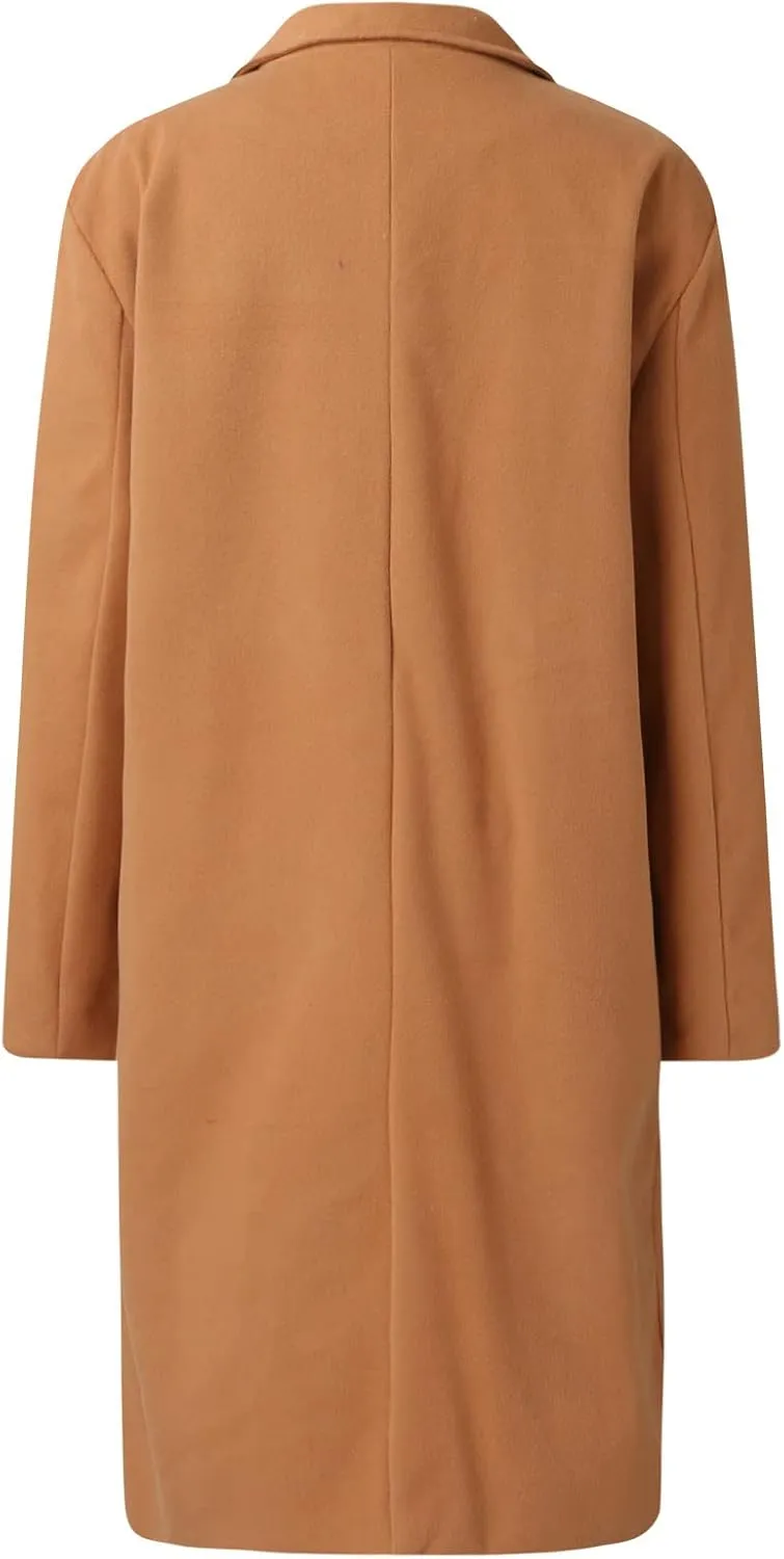 cooki Winter Coats for Women 2024 Trendy Long Trench Coat Lapel Wool Blend Pea Coats Warm Sherpa Jacket with Pockets